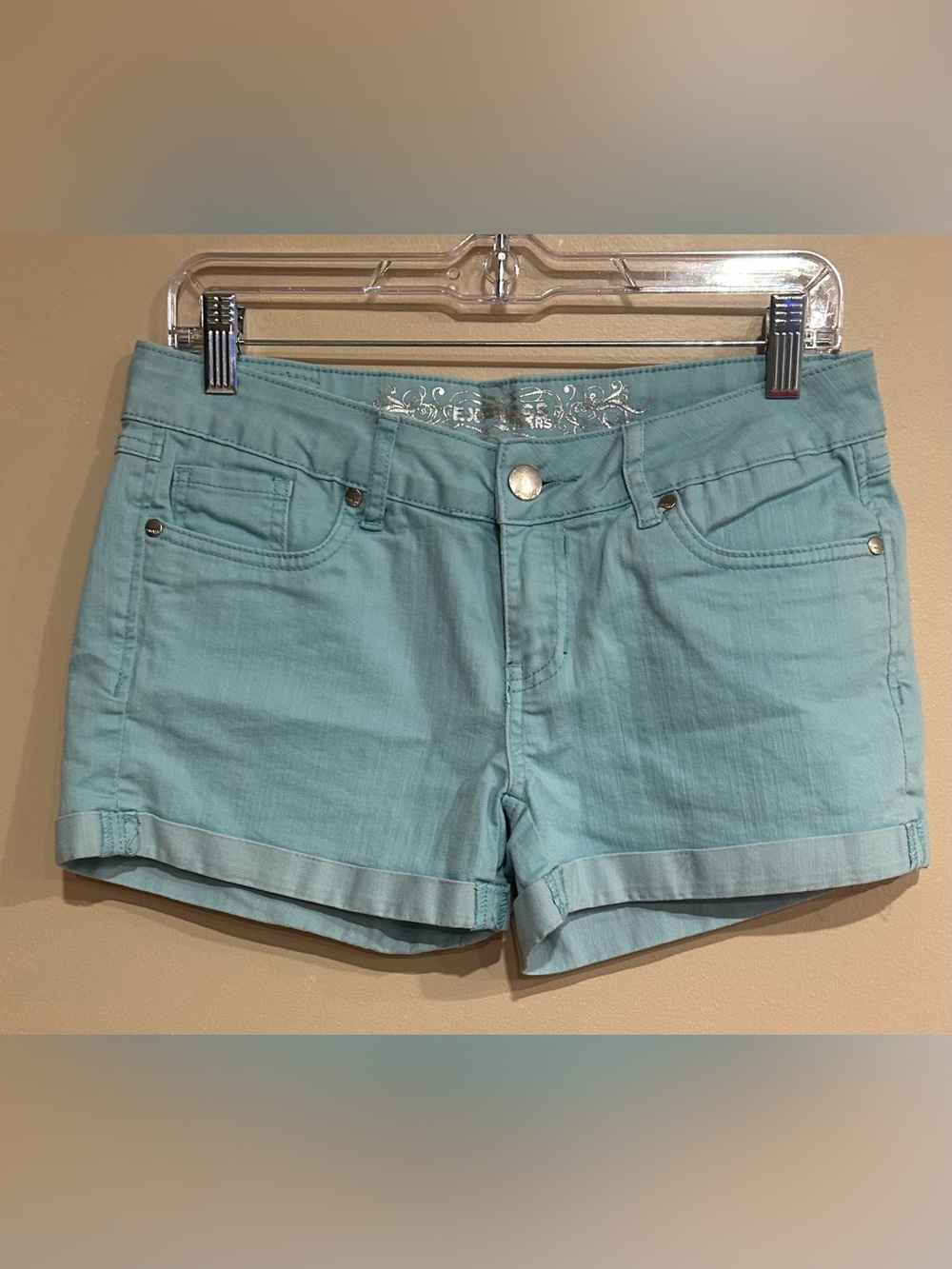 Y2K Express Denim Short Shorts Sky Blue Size 6 Bratz Preppy